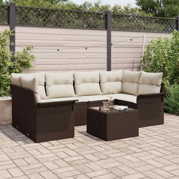 Set Divano da Giardino 7 pz Marrone polyrattan