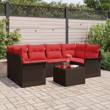 Set Divano da Giardino 7 pz Marrone polyrattan