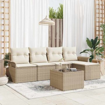 Divano da esterno 6 pz Beige polyrattan