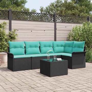 Set Divano da Giardino 6 pz Nero polyrattan