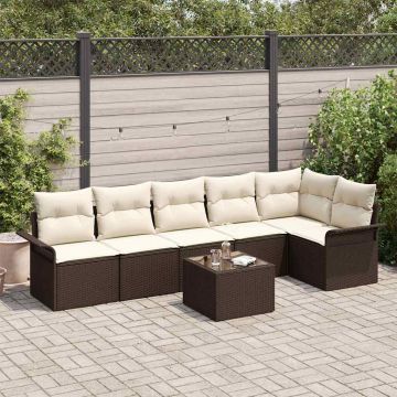 Set Divano da Giardino 7 pz Marrone polyrattan