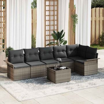 Set Divano da Giardino 7 pz Grigio polyrattan