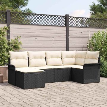 Set Divano da Giardino 6 pz Nero polyrattan