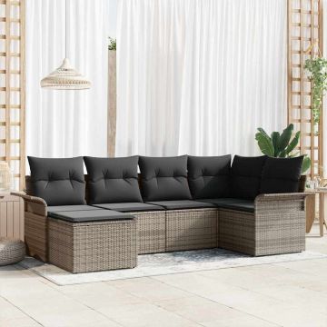 Set Divano da Giardino 6 pz Grigio polyrattan