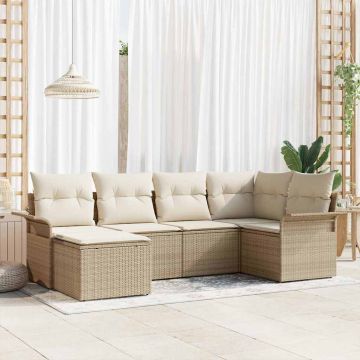 Set Divano da Giardino 6 pz Beige polyrattan