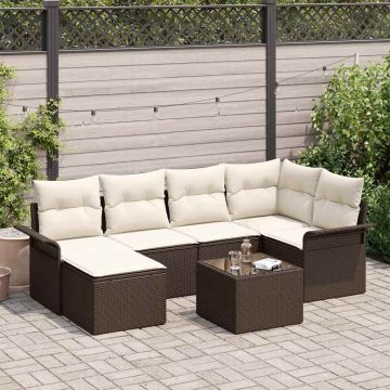 Set Divano da Giardino 7 pz Marrone polyrattan