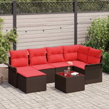 Set Divano da Giardino 7 pz Marrone polyrattan