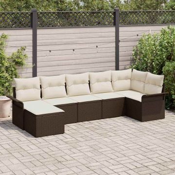 Set Divano da Giardino 7 pz Marrone polyrattan