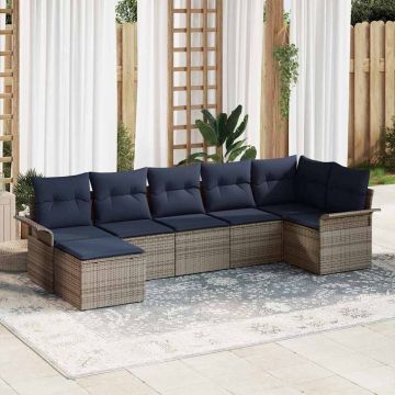 Set Divano da Giardino Grigio polyrattan