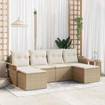 Set Divano da Giardino 6 pz Beige polyrattan