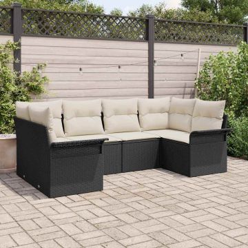 Set Divano da Giardino 6 pz Nero polyrattan