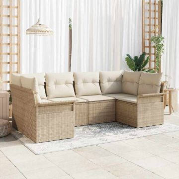 Set Divano da Giardino 6 pz Beige polyrattan