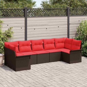 Set Divano da Giardino 7 pz Marrone polyrattan