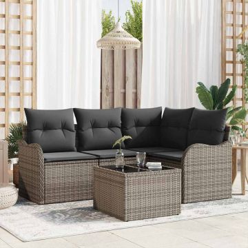 Set Divano da Giardino Grigio polyrattan