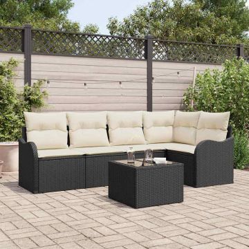 Set Divano da Giardino 5 pz Nero polyrattan