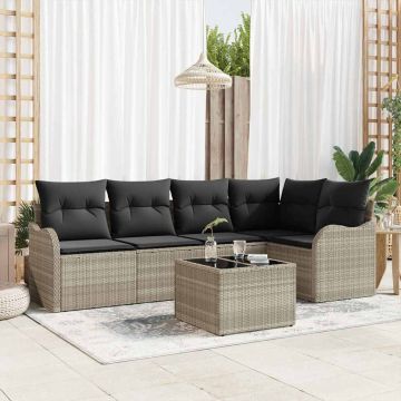 Set Divano da Giardino 6 pz Grigio chiaro polyrattan