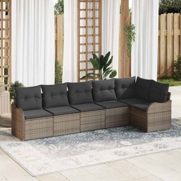 Set Divano da Giardino Grigio polyrattan