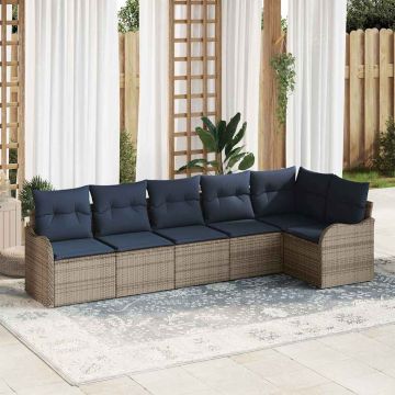 Set Divano da Giardino 6 pz 6-Posti Grigio polyrattan