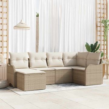 Set Divano da Giardino 6 pz Beige polyrattan