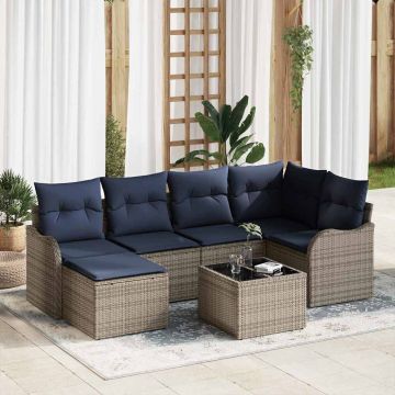 Set Divano da Giardino 7 pz Grigio polyrattan