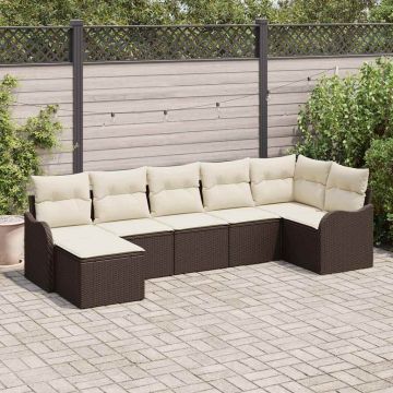 Set Divano da Giardino Marrone polyrattan