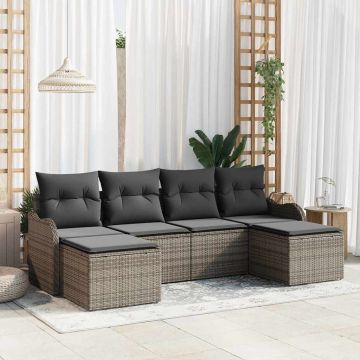 Set Divano da Giardino 6 pz Grigio polyrattan