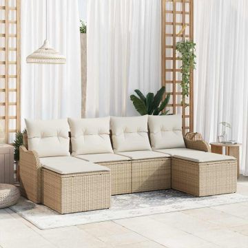 Set Divano da Giardino 6 pz Beige polyrattan