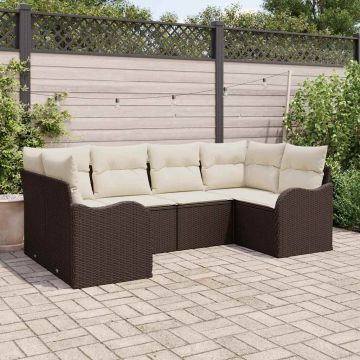 Set Divano da Giardino 6 pz Marrone polyrattan