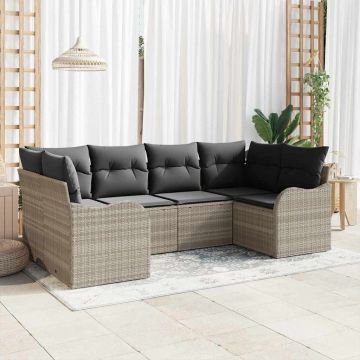 Set Divano da Giardino 6 pz Grigio chiaro polyrattan