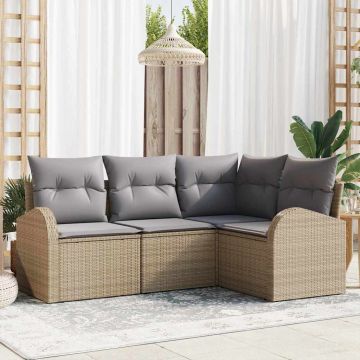Set Divano da Giardino Beige polyrattan