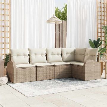 Set di divani 5 pz Beige Poliestere