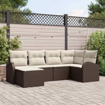 Set Divano da Giardino 6 pz Marrone polyrattan