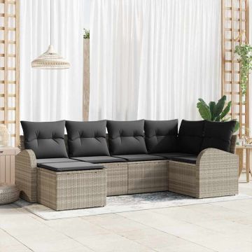 Set Divano da Giardino 6 pz Grigio chiaro polyrattan