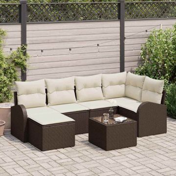 Set Divano da Giardino 7 pz Marrone polyrattan