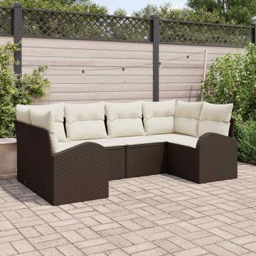 Set Divano da Giardino 6 pz 6-Posti Marrone polyrattan