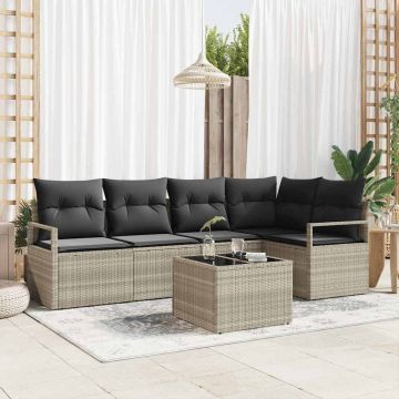 Set di divani 6 pz Grigio chiaro polyrattan