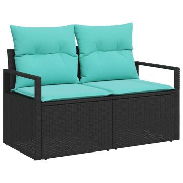 Set di divani 6 pz Nero polyrattan
