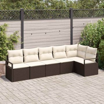 Set di divani 6 pz Marrone polyrattan