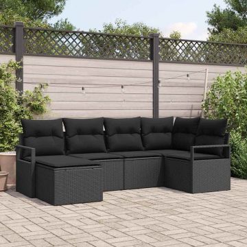 Set di divani 6 pz Nero polyrattan