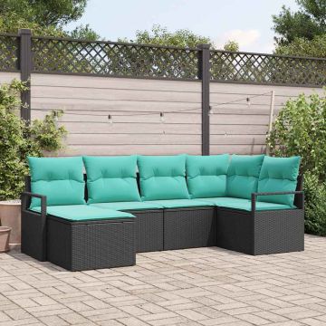 Set di divani 6 pz Nero polyrattan