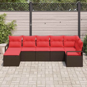 Set di divani 7 pz Marrone polyrattan