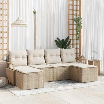 Set di divani 6 pz Beige polyrattan