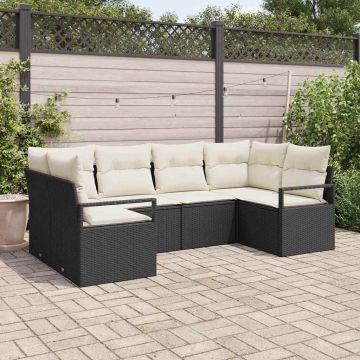 Set di divani 6 pz Nero polyrattan