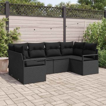 Set di divani 6 pz Nero polyrattan