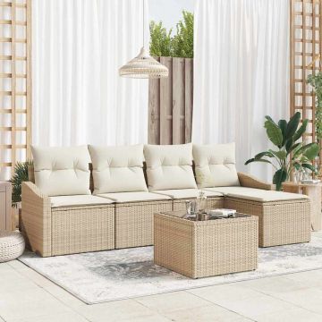 Set di divani 6 pz Beige polyrattan