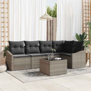 Set di divani 6 pz Grigio polyrattan