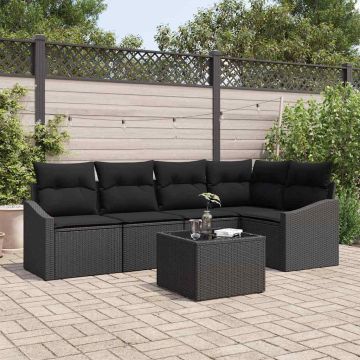 Set di divani 6 pz Nero polyrattan