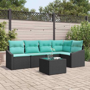 Set di divani 6 pz Nero polyrattan