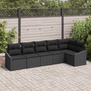 Set di divani 6 pz Nero polyrattan