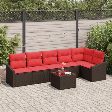 Set di divani 7 pz Marrone polyrattan